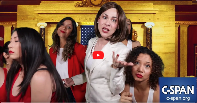 Still from the YouTube video "Truth Hurts (Pelosi Edit)" starring and written by Marcelina Chavira